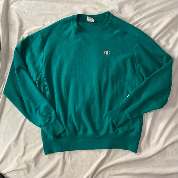 Champion Reverse Weave Teal Sweatshirt Size Large for Women - Picture 2 of 11